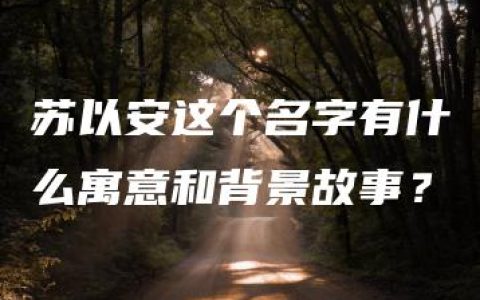 苏以安这个名字有什么寓意和背景故事？