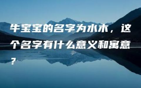 牛宝宝的名字为水木，这个名字有什么意义和寓意？