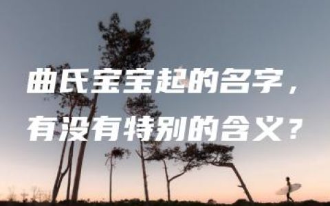 曲氏宝宝起的名字，有没有特别的含义？