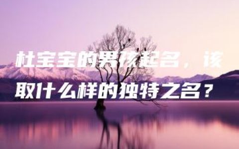 杜宝宝的男孩起名，该取什么样的独特之名？