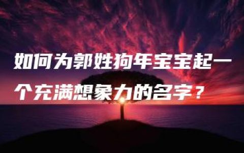 如何为郭姓狗年宝宝起一个充满想象力的名字？