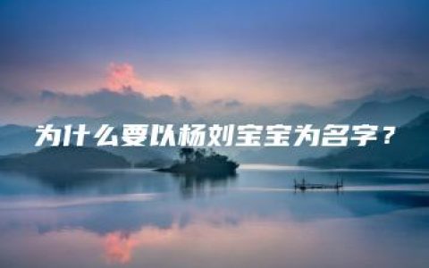 为什么要以杨刘宝宝为名字？