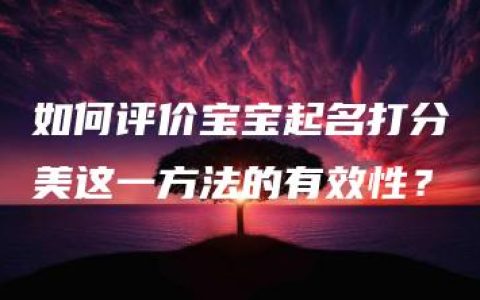 如何评价宝宝起名打分美这一方法的有效性？