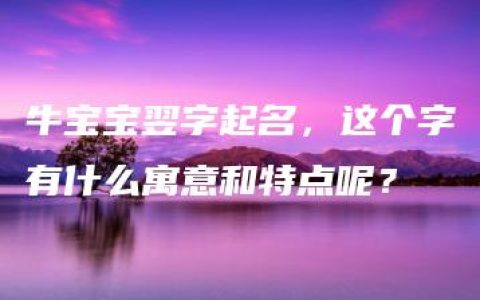 牛宝宝翌字起名，这个字有什么寓意和特点呢？