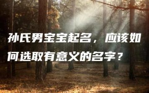 孙氏男宝宝起名，应该如何选取有意义的名字？