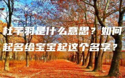 杜芊羽是什么意思？如何起名给宝宝起这个名字？