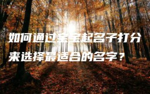 如何通过宝宝起名子打分来选择最适合的名字？