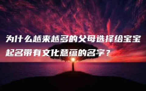 为什么越来越多的父母选择给宝宝起名带有文化意蕴的名字？