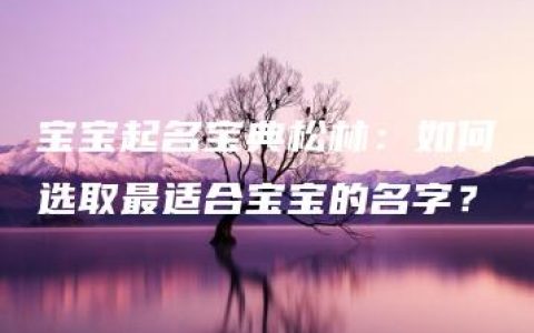 宝宝起名宝典松林：如何选取最适合宝宝的名字？