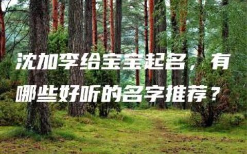 沈加李给宝宝起名，有哪些好听的名字推荐？