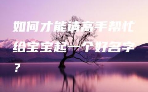 如何才能请高手帮忙给宝宝起一个好名字？