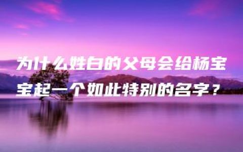 为什么姓白的父母会给杨宝宝起一个如此特别的名字？