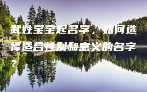 武姓宝宝起名字，如何选择适合性别和意义的名字？