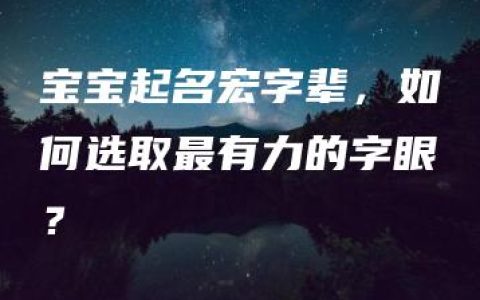 宝宝起名宏字辈，如何选取最有力的字眼？