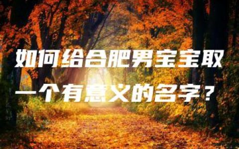 如何给合肥男宝宝取一个有意义的名字？