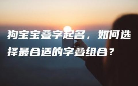 狗宝宝叠字起名，如何选择最合适的字叠组合？