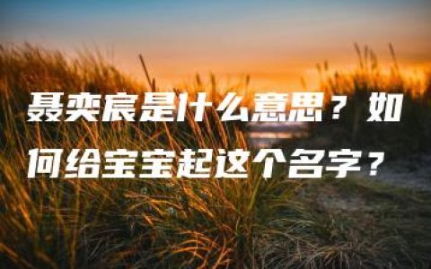 聂奕宸是什么意思？如何给宝宝起这个名字？