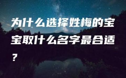 为什么选择姓梅的宝宝取什么名字最合适？