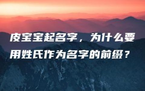 皮宝宝起名字，为什么要用姓氏作为名字的前缀？