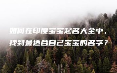 如何在印度宝宝起名大全中，找到最适合自己宝宝的名字？