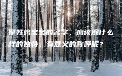 翟姓鸡宝宝的名字，应该取什么样的独特、有意义的称呼呢？