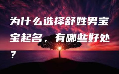 为什么选择舒姓男宝宝起名，有哪些好处？