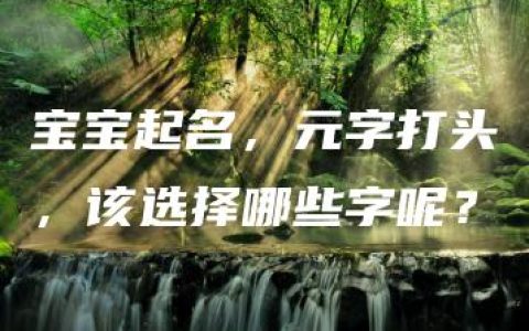 宝宝起名，元字打头，该选择哪些字呢？