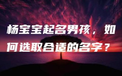 杨宝宝起名男孩，如何选取合适的名字？