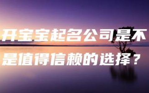 开宝宝起名公司是不是值得信赖的选择？