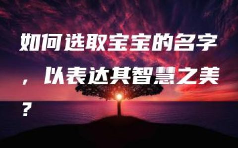 如何选取宝宝的名字，以表达其智慧之美？