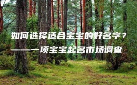 如何选择适合宝宝的好名字？——一项宝宝起名市场调查