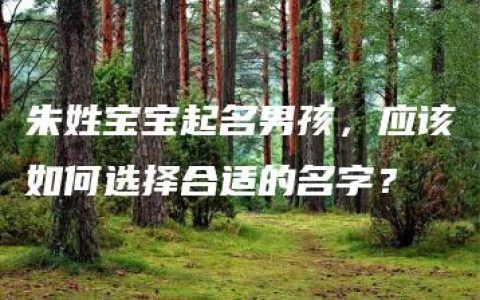 朱姓宝宝起名男孩，应该如何选择合适的名字？