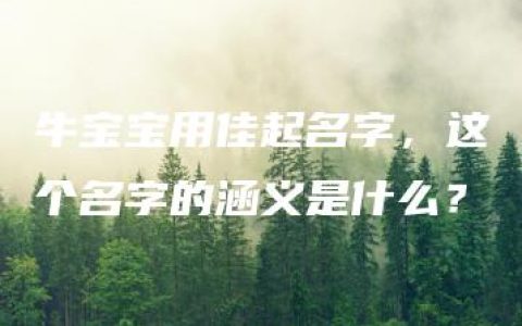 牛宝宝用佳起名字，这个名字的涵义是什么？