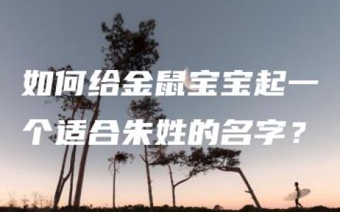 如何给金鼠宝宝起一个适合朱姓的名字？