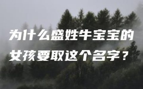 为什么盛姓牛宝宝的女孩要取这个名字？