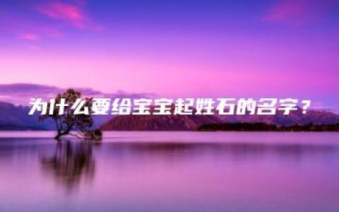 为什么要给宝宝起姓石的名字？