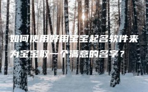 如何使用好用宝宝起名软件来为宝宝取一个满意的名字？