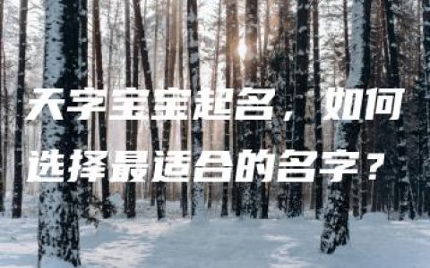 天字宝宝起名，如何选择最适合的名字？