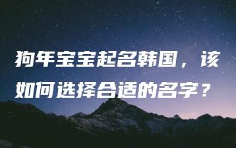 狗年宝宝起名韩国，该如何选择合适的名字？