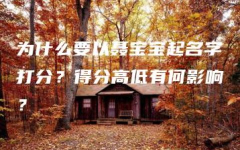 为什么要以聂宝宝起名字打分？得分高低有何影响？