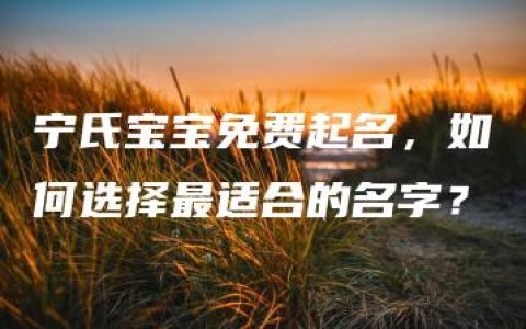 宁氏宝宝免费起名，如何选择最适合的名字？