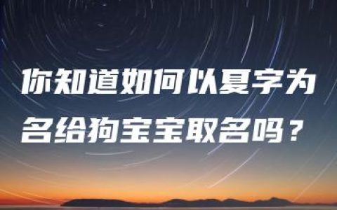 你知道如何以夏字为名给狗宝宝取名吗？