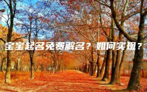 宝宝起名免费解名？如何实现？