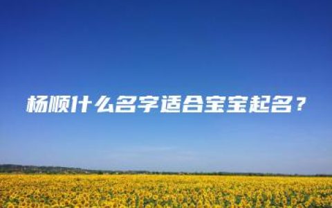 杨顺什么名字适合宝宝起名？