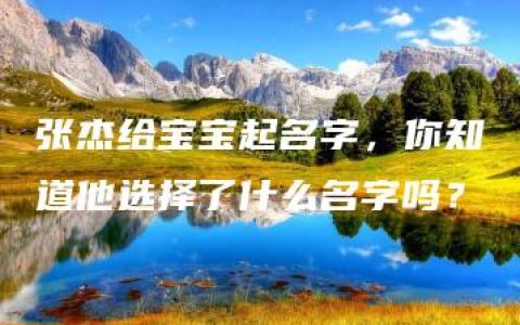 张杰给宝宝起名字，你知道他选择了什么名字吗？