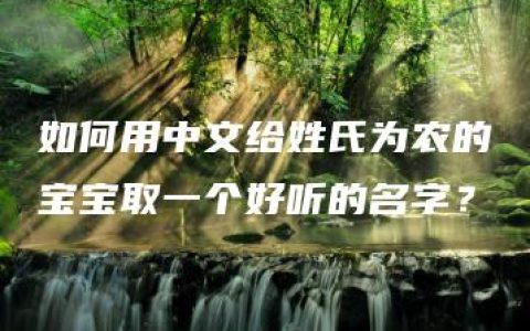 如何用中文给姓氏为农的宝宝取一个好听的名字？