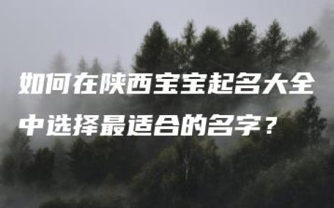 如何在陕西宝宝起名大全中选择最适合的名字？