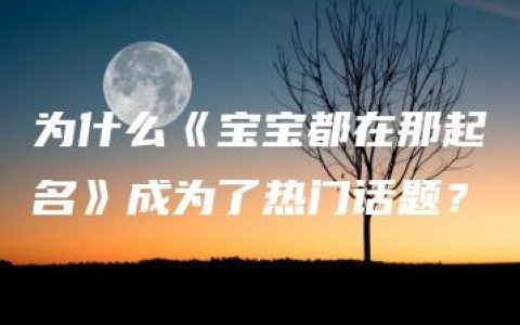 为什么《宝宝都在那起名》成为了热门话题？