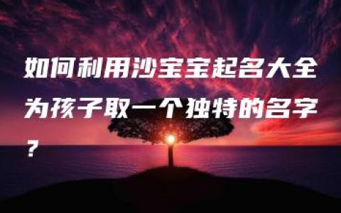 如何利用沙宝宝起名大全为孩子取一个独特的名字？