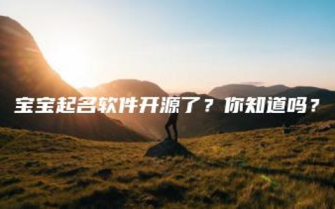 宝宝起名软件开源了？你知道吗？